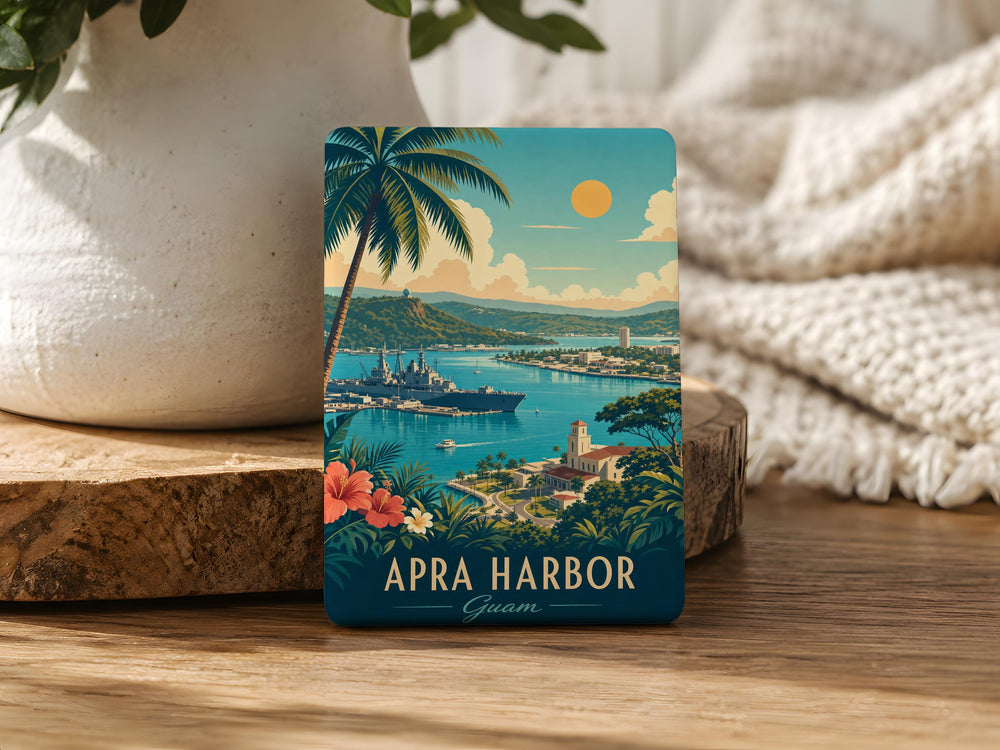 Apra Harbor Guam Fridge Magnet, Guam Harbor Souvenir Magnet, Apra Harbor Travel Gift, Coastal Harbor Landmark Magnet