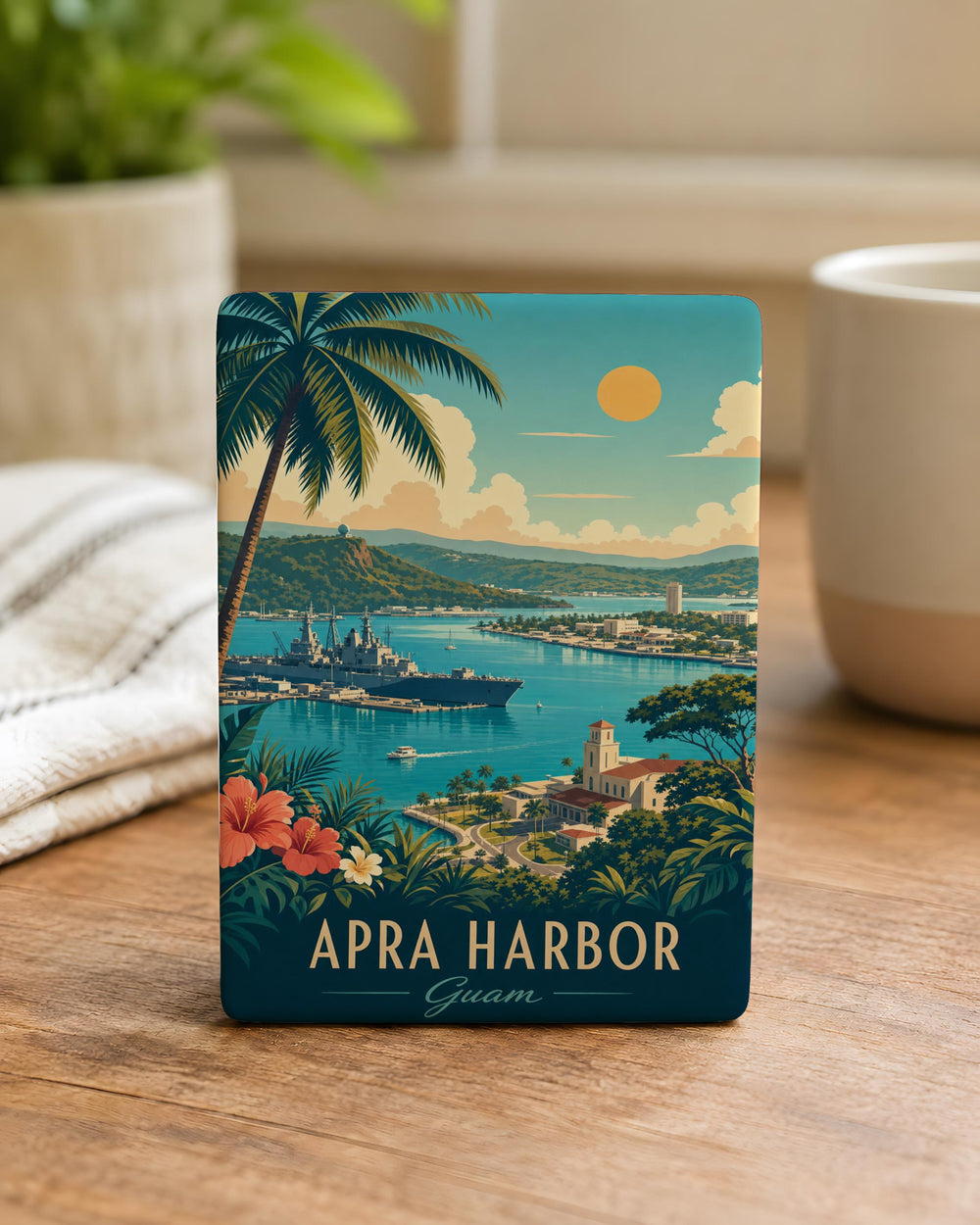 Apra Harbor Guam Fridge Magnet, Guam Harbor Souvenir Magnet, Apra Harbor Travel Gift, Coastal Harbor Landmark Magnet