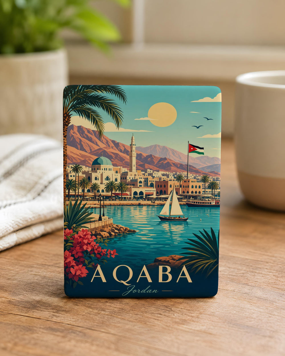 Aqaba Jordan Fridge Magnet, Aqaba Souvenir Magnet, Jordan Travel Gift, Red Sea Coastal City Keepsake Magnet