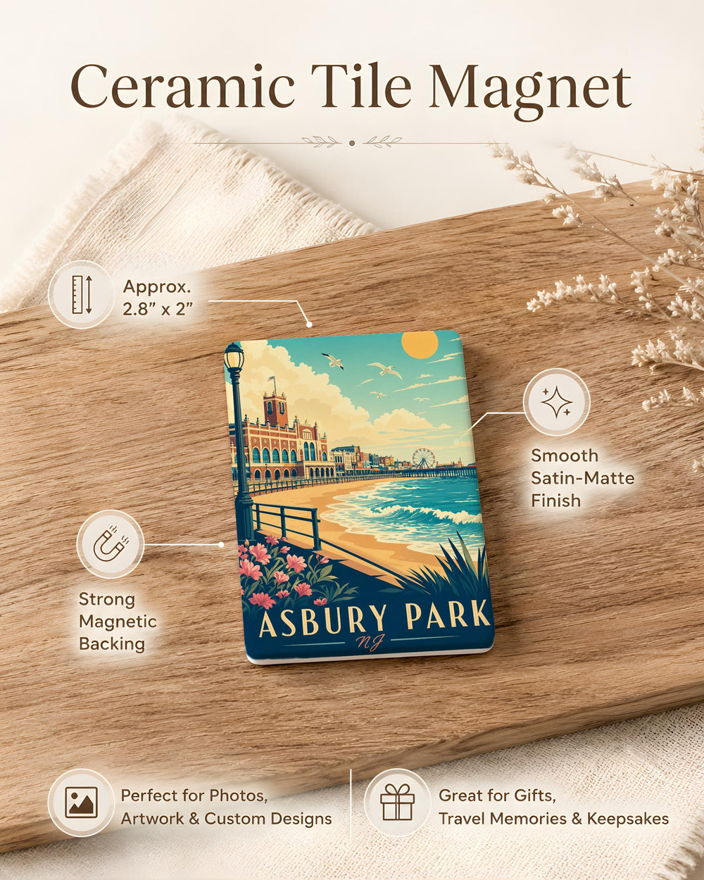 Asbury Park NJ Fridge Magnet, New Jersey Shore Souvenir Magnet, Asbury Park Boardwalk Gift, Jersey Shore Travel Keepsake