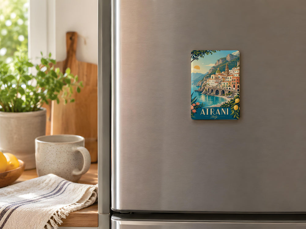 Atrani Italy Fridge Magnet, Amalfi Coast Coastal Village Souvenir, Italian Travel Gift, Atrani Waterfront Landmark Magnet
