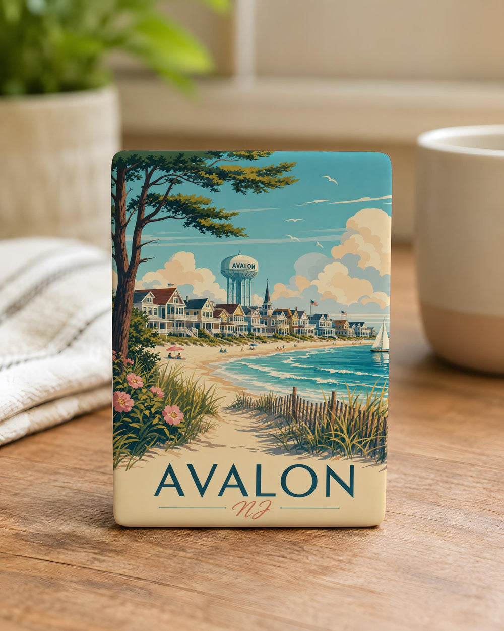 Avalon NJ Fridge Magnet, Avalon New Jersey Souvenir Magnet, Jersey Shore Beach Town Gift, Coastal Travel Keepsake Magnet