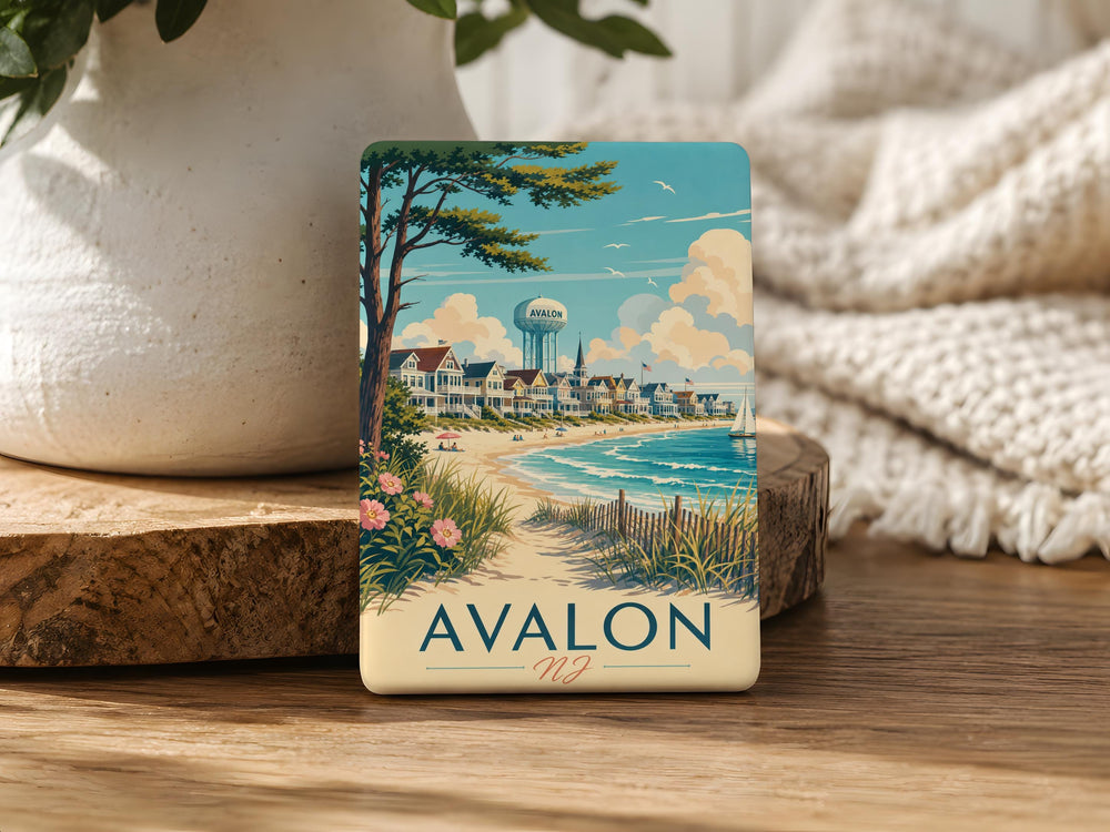 Avalon NJ Fridge Magnet, Avalon New Jersey Souvenir Magnet, Jersey Shore Beach Town Gift, Coastal Travel Keepsake Magnet
