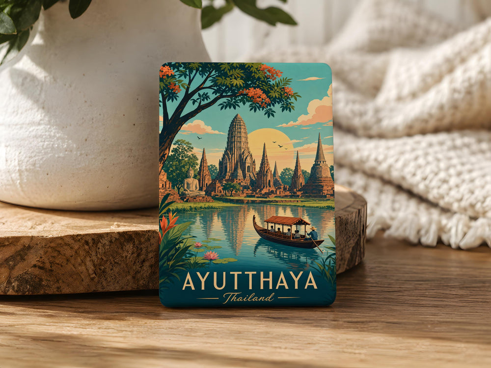 Ayutthaya Thailand Fridge Magnet, Ayutthaya Historical Park Souvenir Magnet, Thailand Travel Gift, Ayutthaya Landmark Magnet