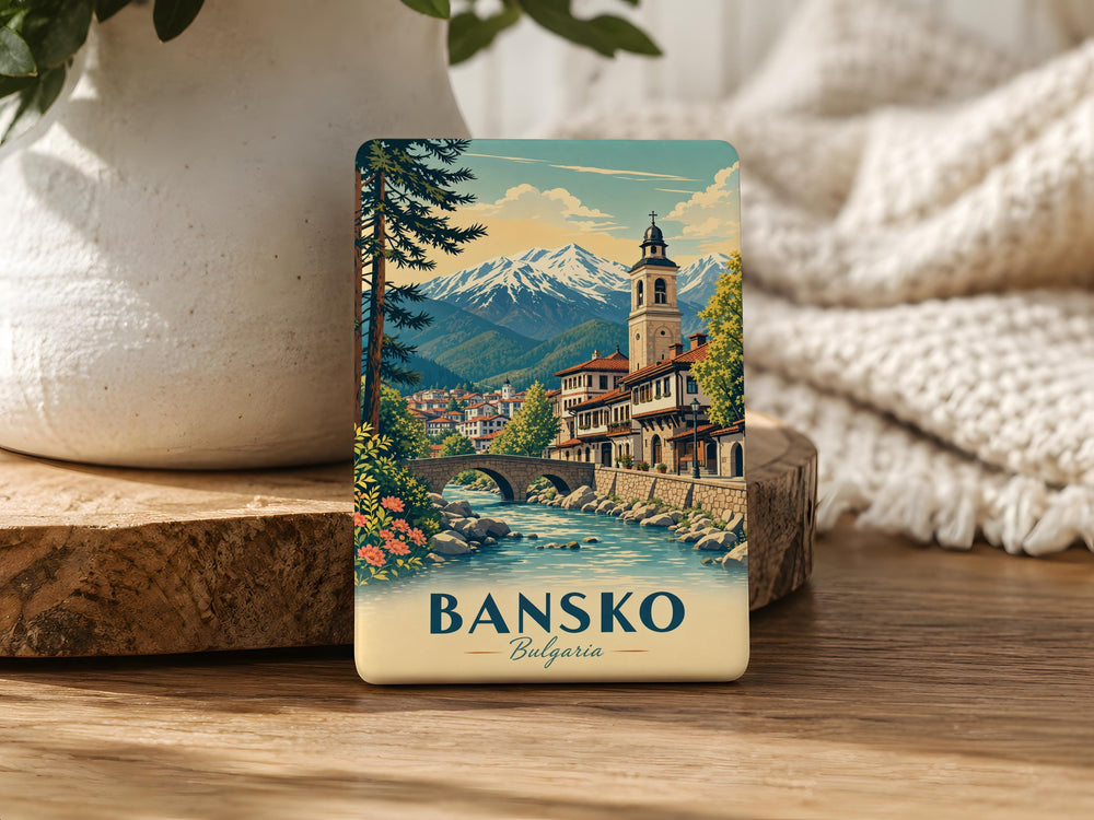 Bansko Bulgaria Fridge Magnet, Bansko Travel Souvenir Magnet, Bulgaria Mountain Town Keepsake, Bansko Ski Resort Gift
