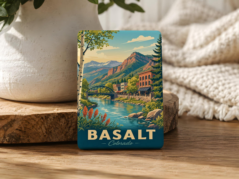Basalt CO Fridge Magnet, Basalt Colorado Souvenir Magnet, Roaring Fork Valley Travel Gift, Colorado Mountain Town Keepsake