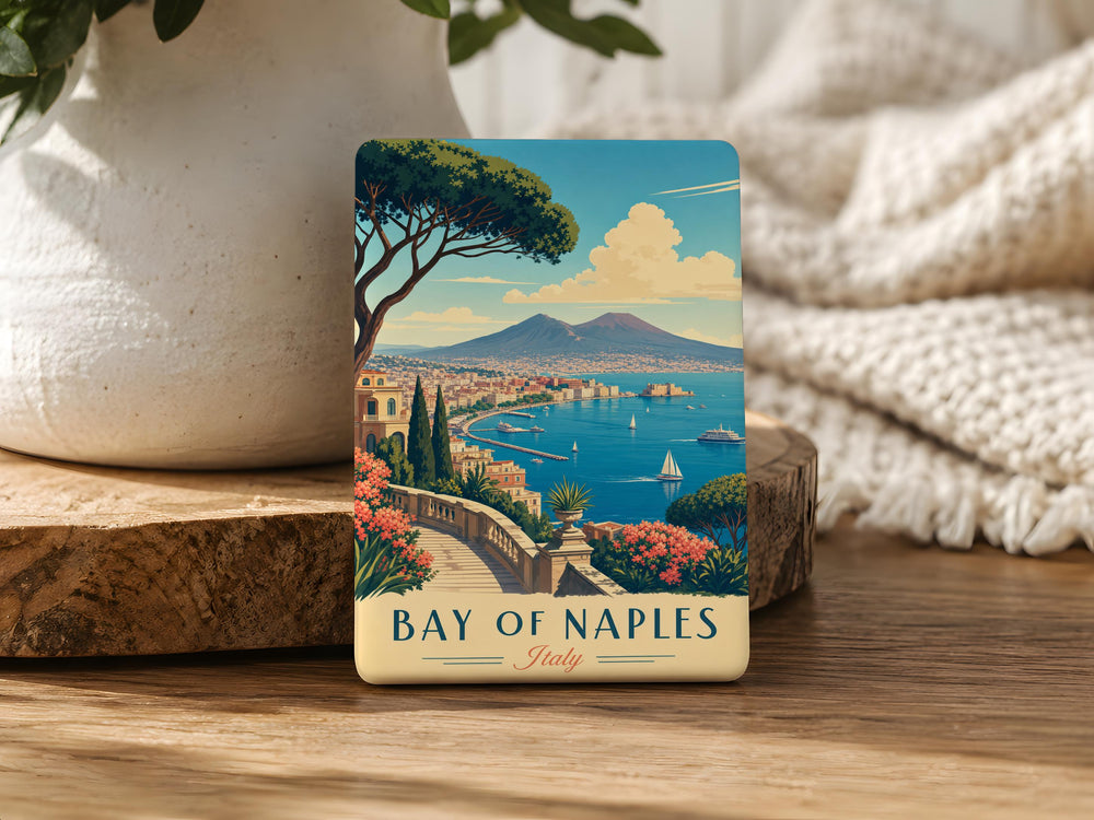 Bay of Naples Fridge Magnet, Naples Italy Coastal Scene Souvenir Magnet, Italian Bay Travel Keepsake Magnet