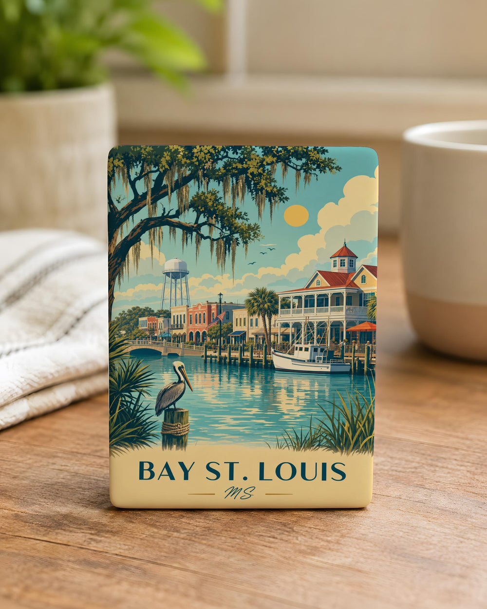 Bay St Louis MS Fridge Magnet, Bay St. Louis Mississippi Souvenir Magnet, Coastal Town Travel Gift, Gulf Coast Keepsake