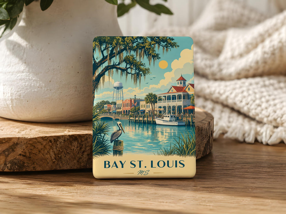 Bay St Louis MS Fridge Magnet, Bay St. Louis Mississippi Souvenir Magnet, Coastal Town Travel Gift, Gulf Coast Keepsake