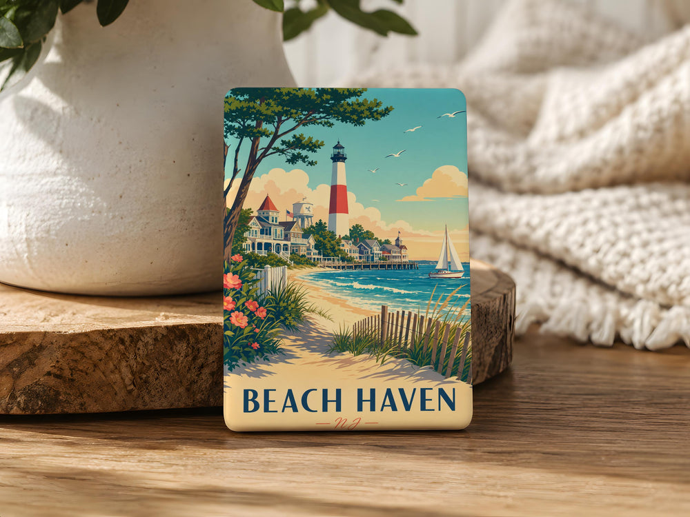 Beach Haven NJ Fridge Magnet, Long Beach Island New Jersey Souvenir, Coastal Beach Town Vacation Keepsake Gift