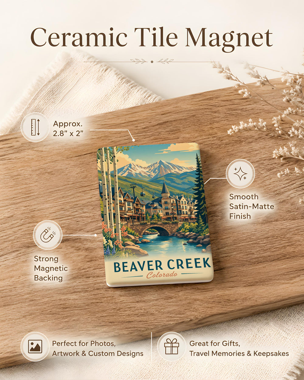 Beaver Creek CO Fridge Magnet, Colorado Mountain Town Souvenir Magnet, Beaver Creek Colorado Travel Gift Magnet