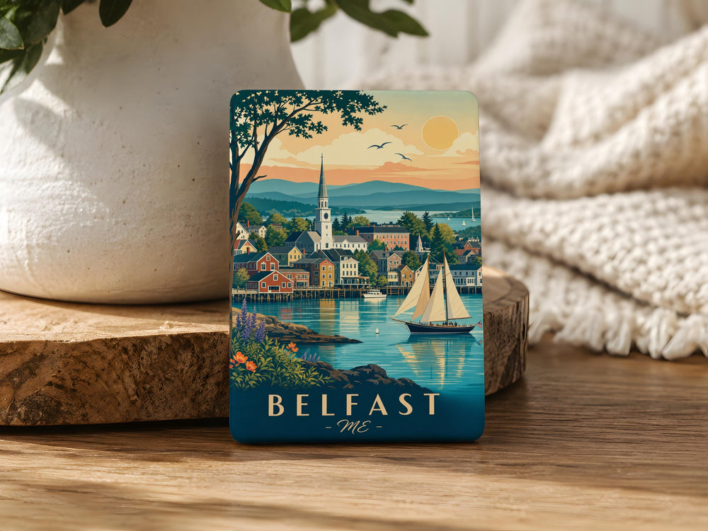 Belfast Maine Fridge Magnet, Belfast ME Souvenir Magnet, Coastal Maine Travel Gift, Belfast Harbor Keepsake Magnet