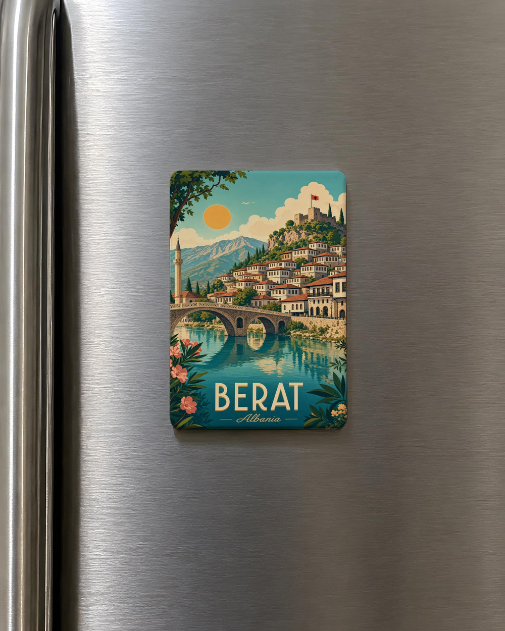 Berat Albania Fridge Magnet, Berat City Souvenir, Albania Travel Gift, Historic Ottoman Town Landmark Magnet
