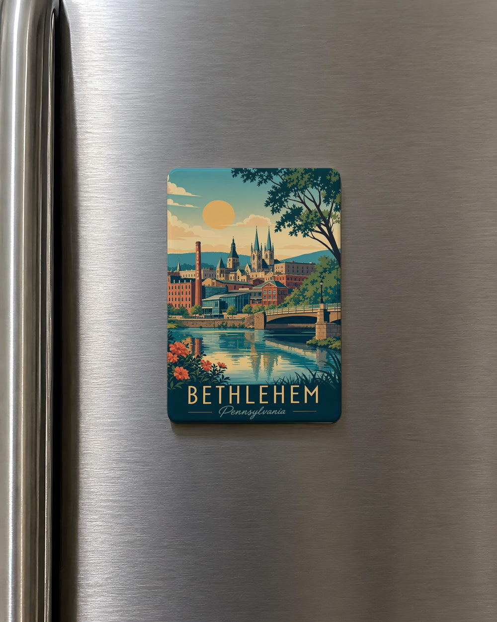Bethlehem PA Fridge Magnet, Bethlehem Pennsylvania Souvenir Magnet, Lehigh Valley Travel Gift, Historic Bethlehem Keepsake Magnet