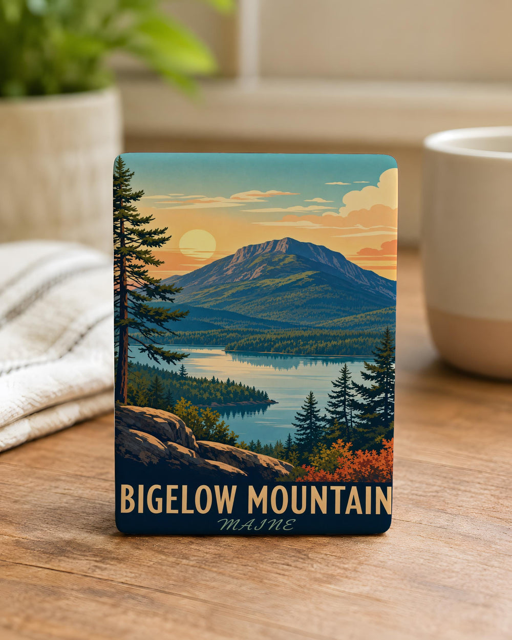 Bigelow Mountain Fridge Magnet, Bigelow Mountain Peak Souvenir Magnet, Maine Mountain Travel Keepsake Magnet