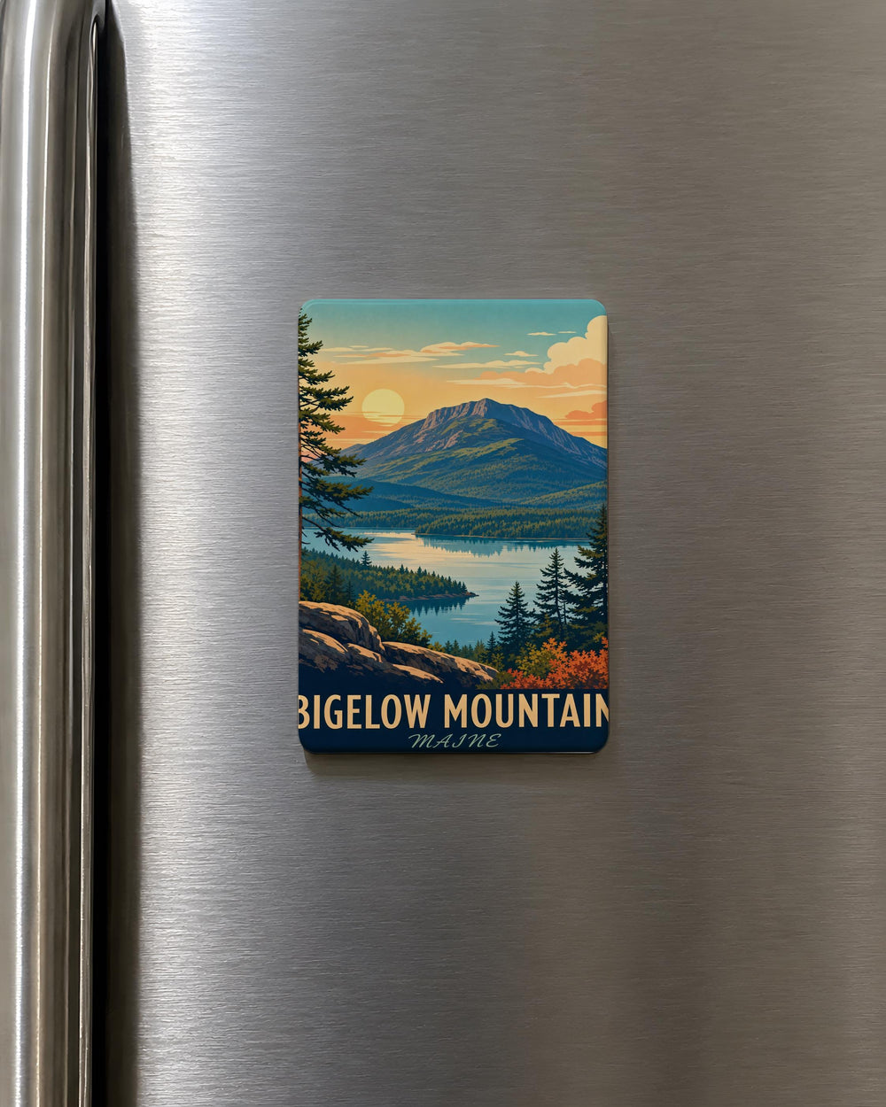 Bigelow Mountain Fridge Magnet, Bigelow Mountain Peak Souvenir Magnet, Maine Mountain Travel Keepsake Magnet