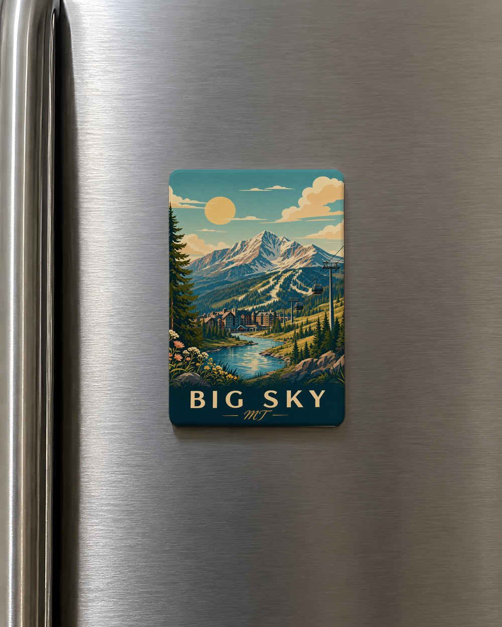Big Sky Montana Fridge Magnet, Big Sky MT Souvenir Magnet, Montana Travel Gift, Mountain Town Keepsake Magnet