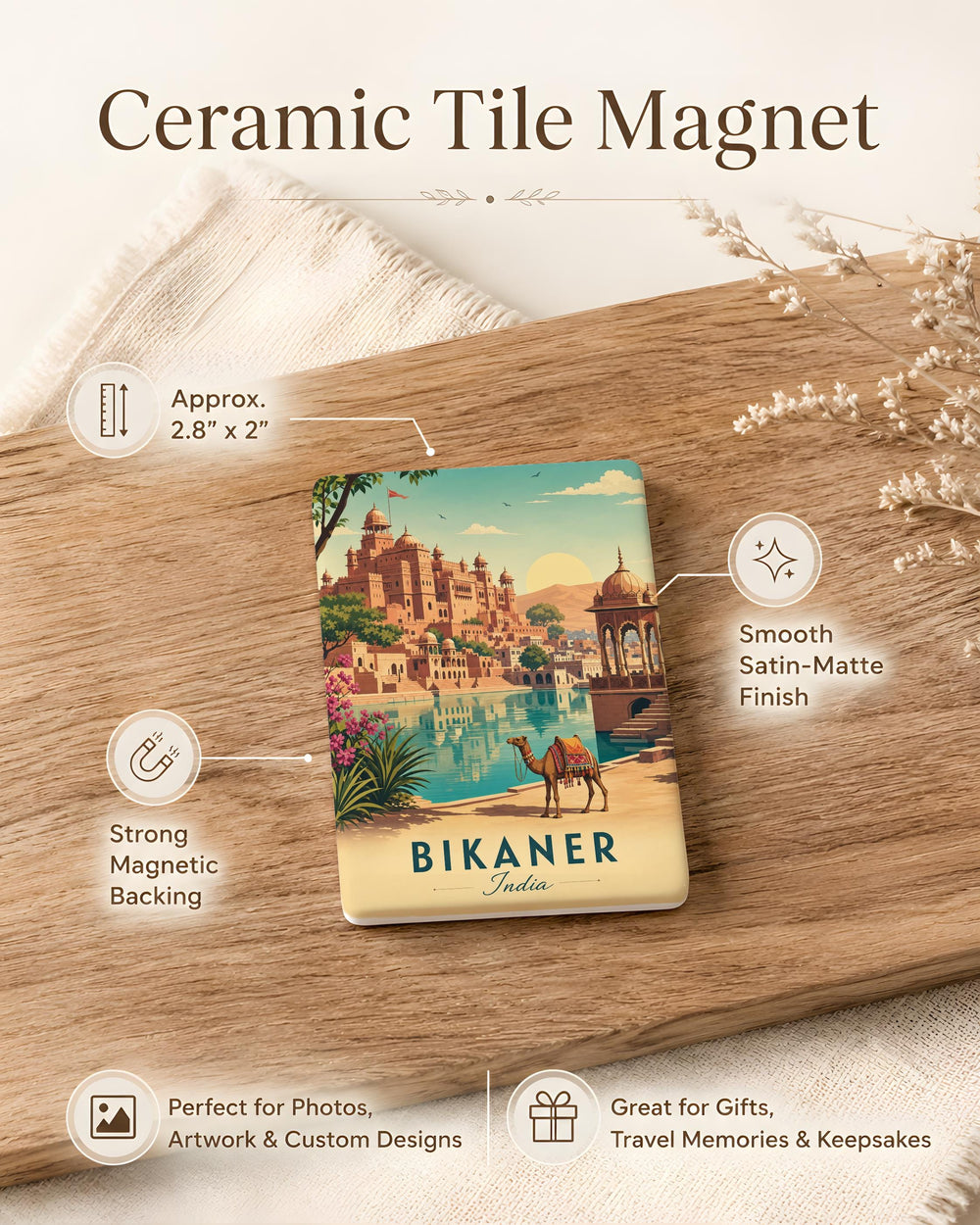 Bikaner India Fridge Magnet, Bikaner Rajasthan Souvenir Magnet, India Travel Landmark Magnet, Bikaner City Gift Magnet