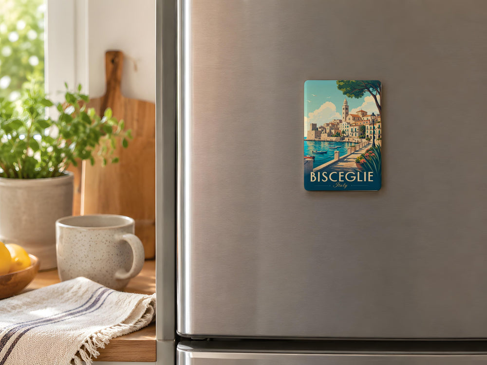 Bisceglie Italy Fridge Magnet, Bisceglie Travel Souvenir, Puglia Coastal Town Landmark Keepsake Magnet, Italy Vacation Gift