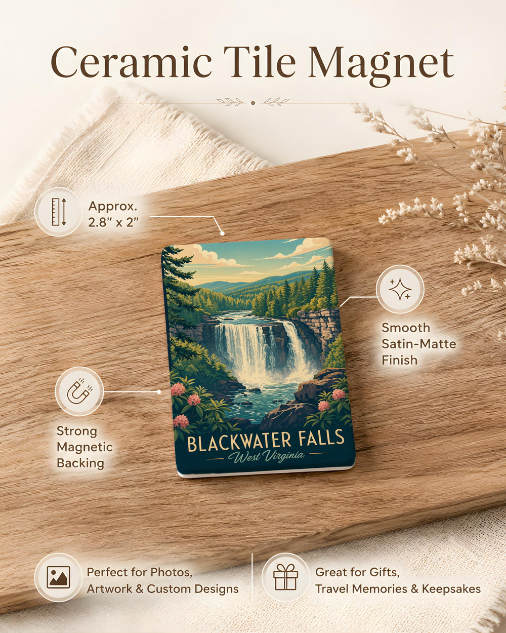 Blackwater Falls West Virginia Fridge Magnet, Blackwater Falls State Park Souvenir Magnet, West Virginia Waterfall Travel Gift
