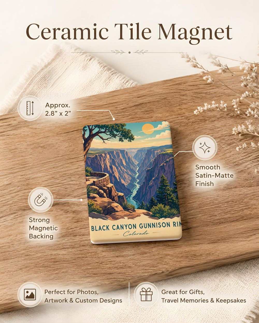 Black Canyon of the Gunnison Rim Fridge Magnet, National Park Souvenir, Colorado Canyon Scenic Overlook Gift