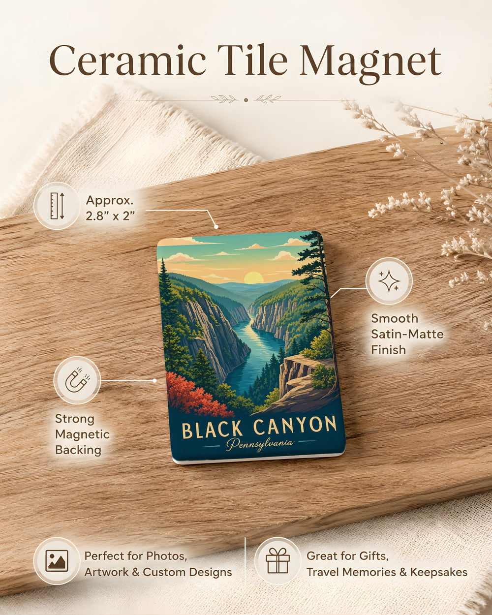 Black Canyon Pennsylvania Fridge Magnet, Black Canyon PA Souvenir Magnet, Pennsylvania Travel Gift, Scenic Canyon Keepsake Magnet