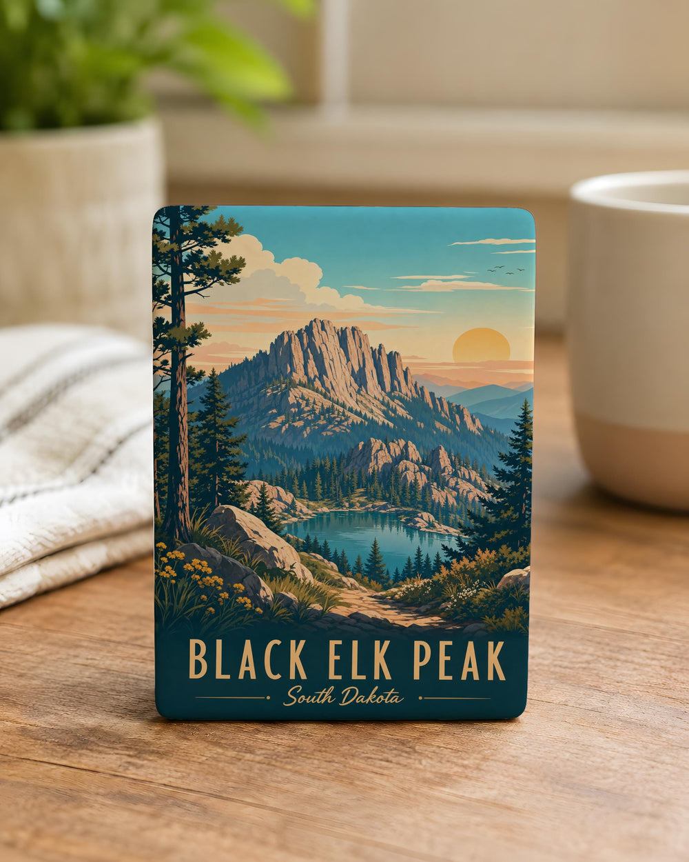 Black Elk Peak Fridge Magnet, South Dakota Hiking Mountain Summit Souvenir, Black Hills Travel Keepsake Magnet