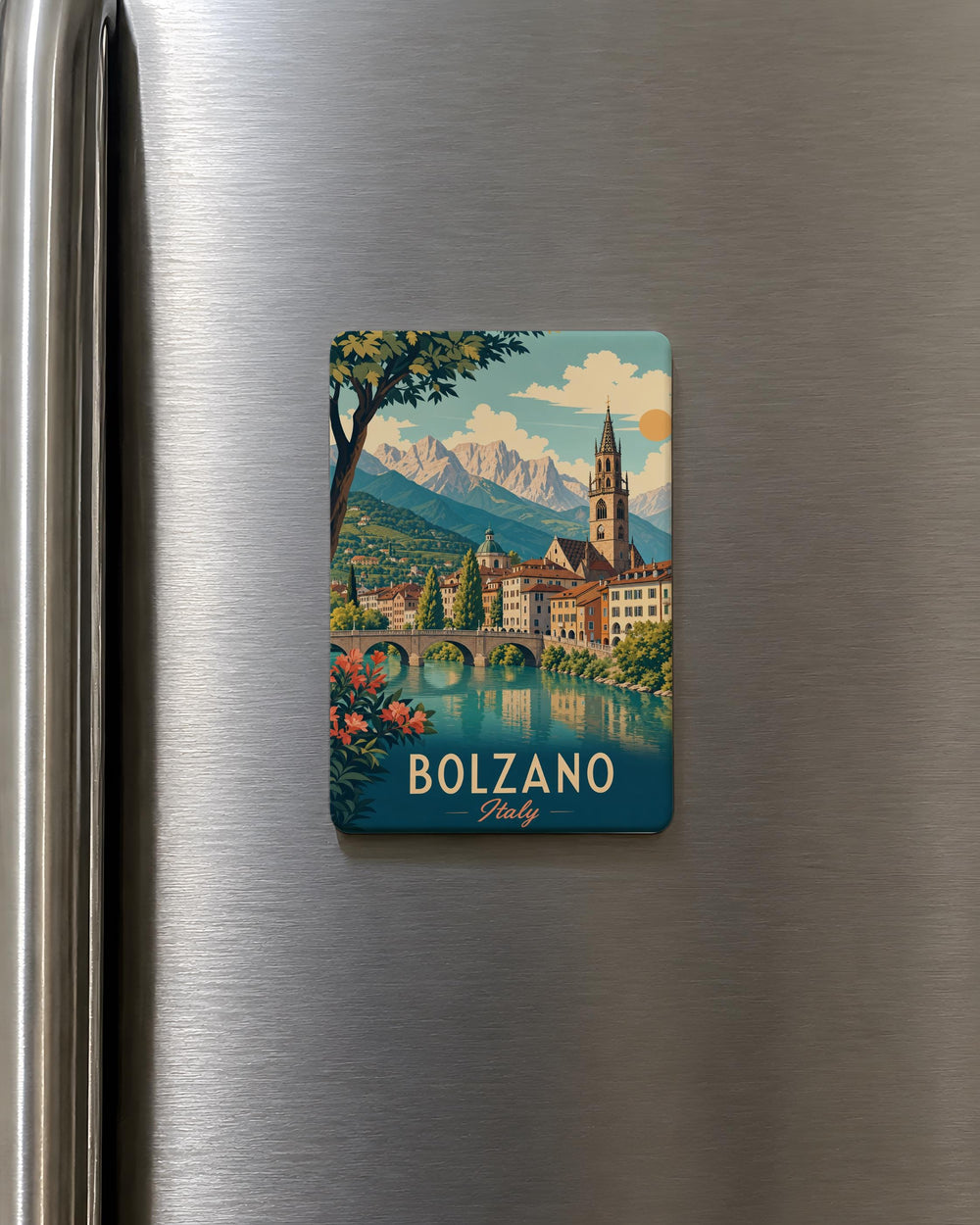 Bolzano Italy Fridge Magnet, Bolzano Souvenir Magnet, South Tyrol Travel Keepsake, Italian Alps Landmark Magnet