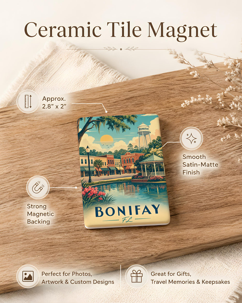 Bonifay FL Fridge Magnet, Bonifay Florida Souvenir Magnet, Hometown Travel Keepsake, City Name Refrigerator Magnet