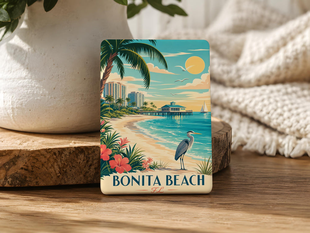 Bonita Beach FL Fridge Magnet, Florida Beach Souvenir Magnet, Bonita Springs Coastal Vacation Keepsake Magnet