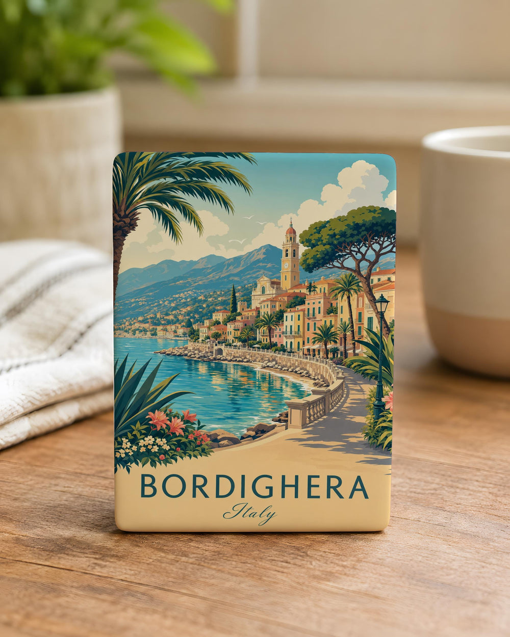 Bordighera Italy Fridge Magnet, Bordighera Souvenir Magnet, Italian Riviera Travel Gift, Liguria Vacation Keepsake, Italy Landmark Magnet