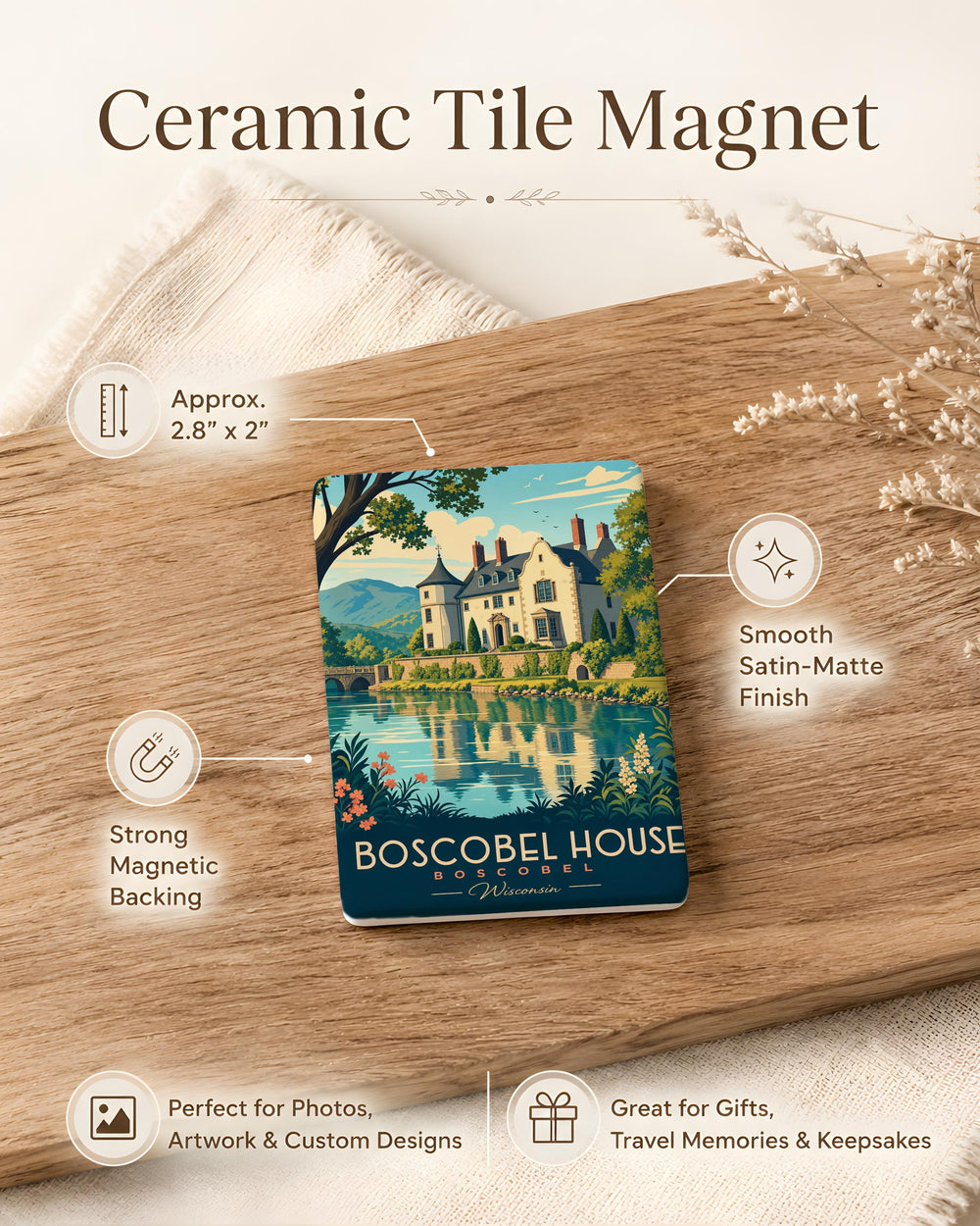 Boscobel House Fridge Magnet, Historic English Country House Souvenir, British Heritage Landmark Kitchen Magnet