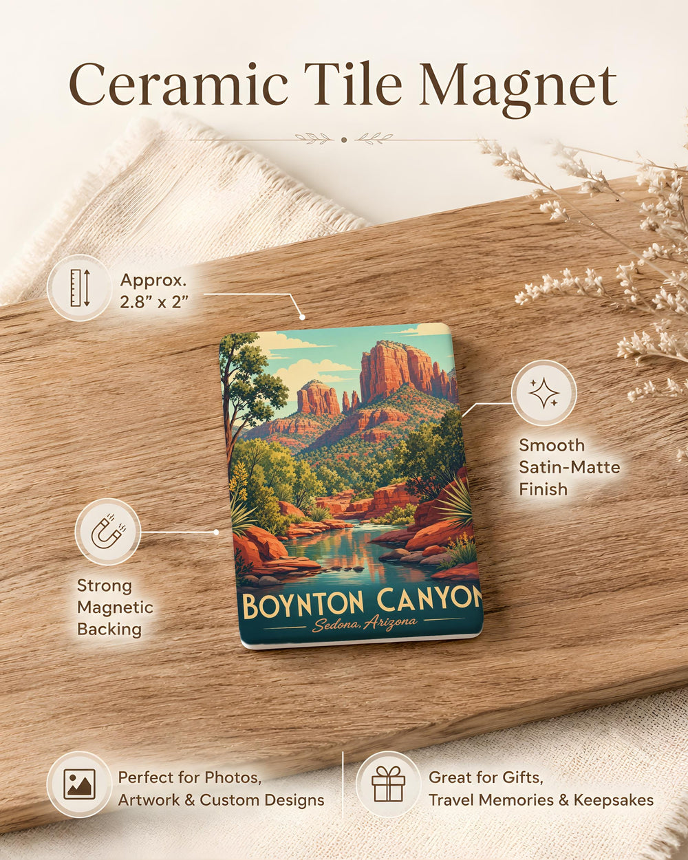 Boynton Canyon Sedona Arizona Fridge Magnet, Red Rock Canyon Hiking Trail Souvenir Magnet, Southwest Travel Keepsake Gift