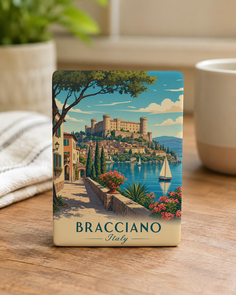 Bracciano Italy Fridge Magnet, Lake Bracciano Travel Souvenir, Bracciano Castle Landmark Keepsake Magnet