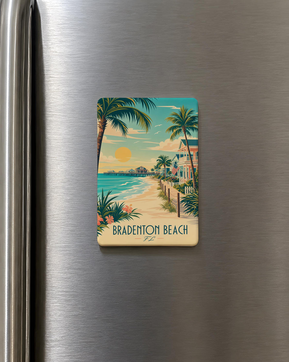 Bradenton Beach FL Fridge Magnet, Florida Gulf Coast Souvenir Magnet, Beach Town Travel Keepsake Magnet