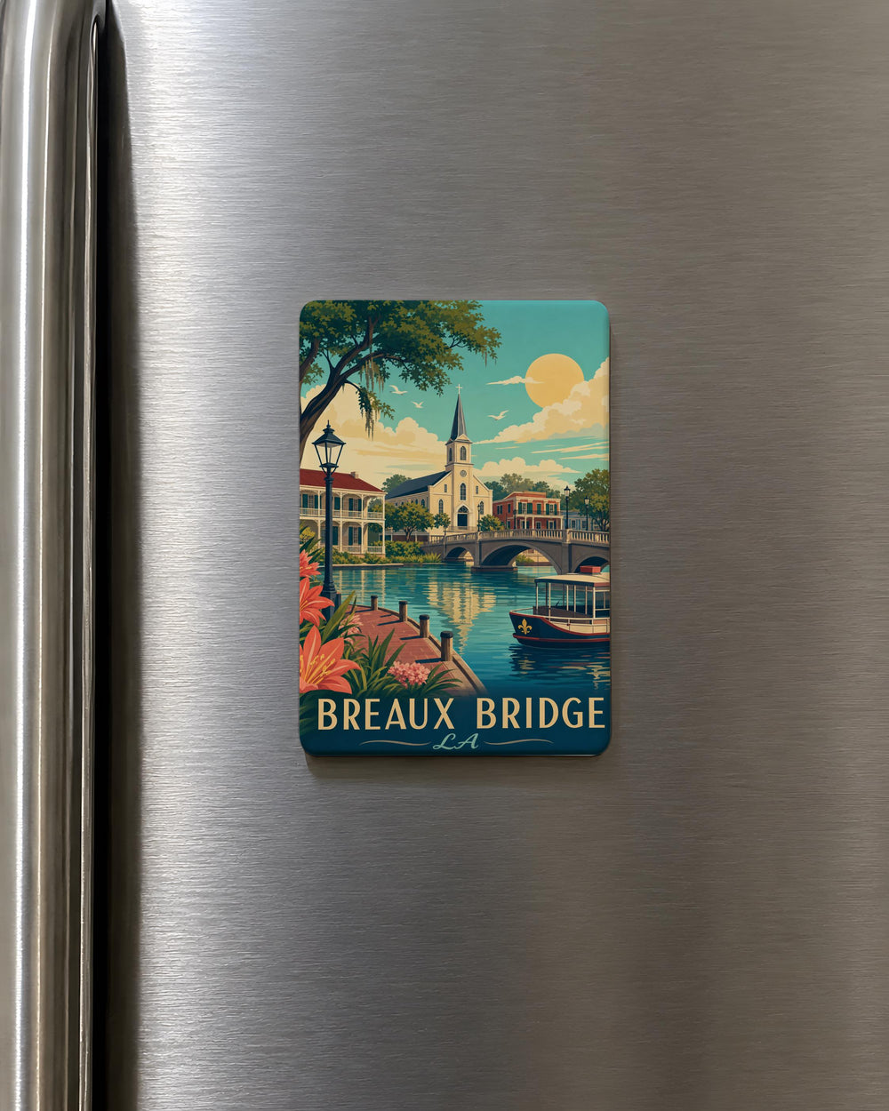 Breaux Bridge LA Fridge Magnet, Louisiana Souvenir Magnet, Breaux Bridge City Name Magnet, Cajun Country Travel Keepsake Magnet