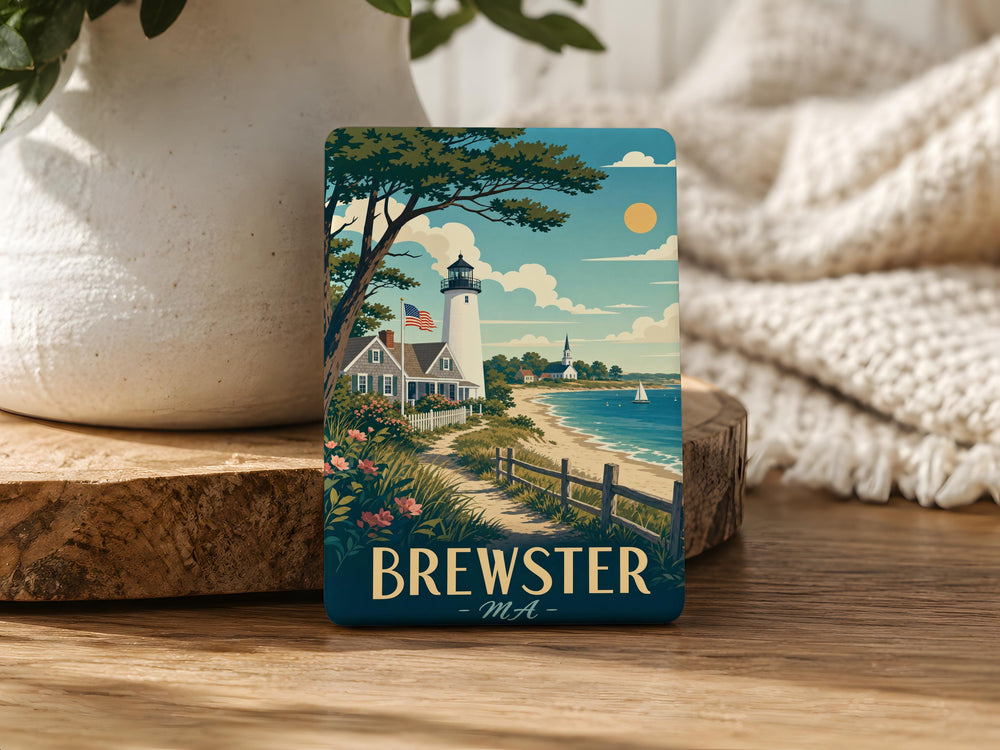 Brewster MA Fridge Magnet, Brewster Massachusetts Souvenir Magnet, Cape Cod Travel Gift, Coastal Town Keepsake Magnet