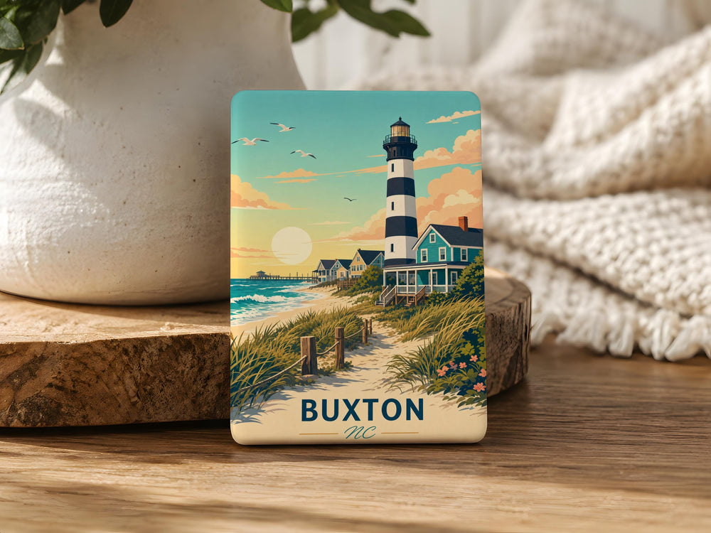 Buxton NC Fridge Magnet, Buxton North Carolina Souvenir Magnet, Outer Banks NC Travel Gift, Coastal Town Keepsake Magnet