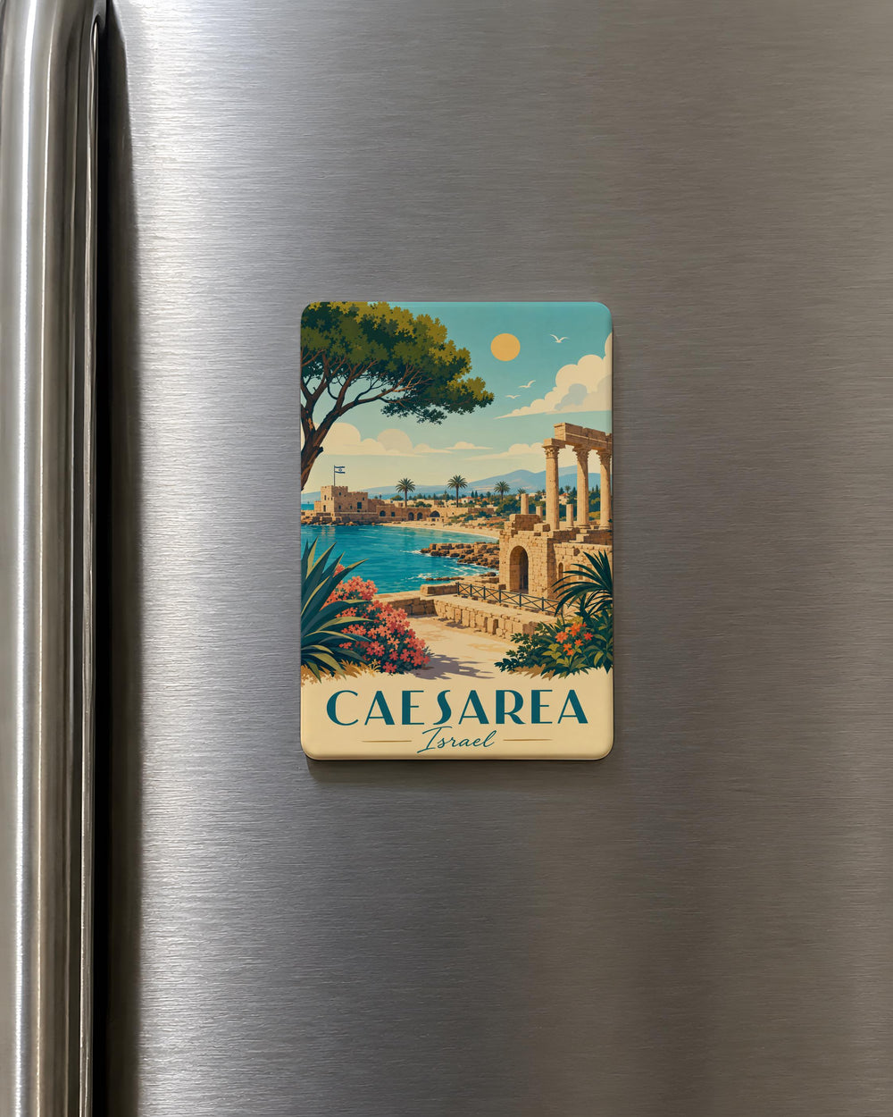 Caesarea Israel Fridge Magnet, Ancient Roman Ruins, Mediterranean Coastal Landmark Souvenir, Holy Land Travel Keepsake