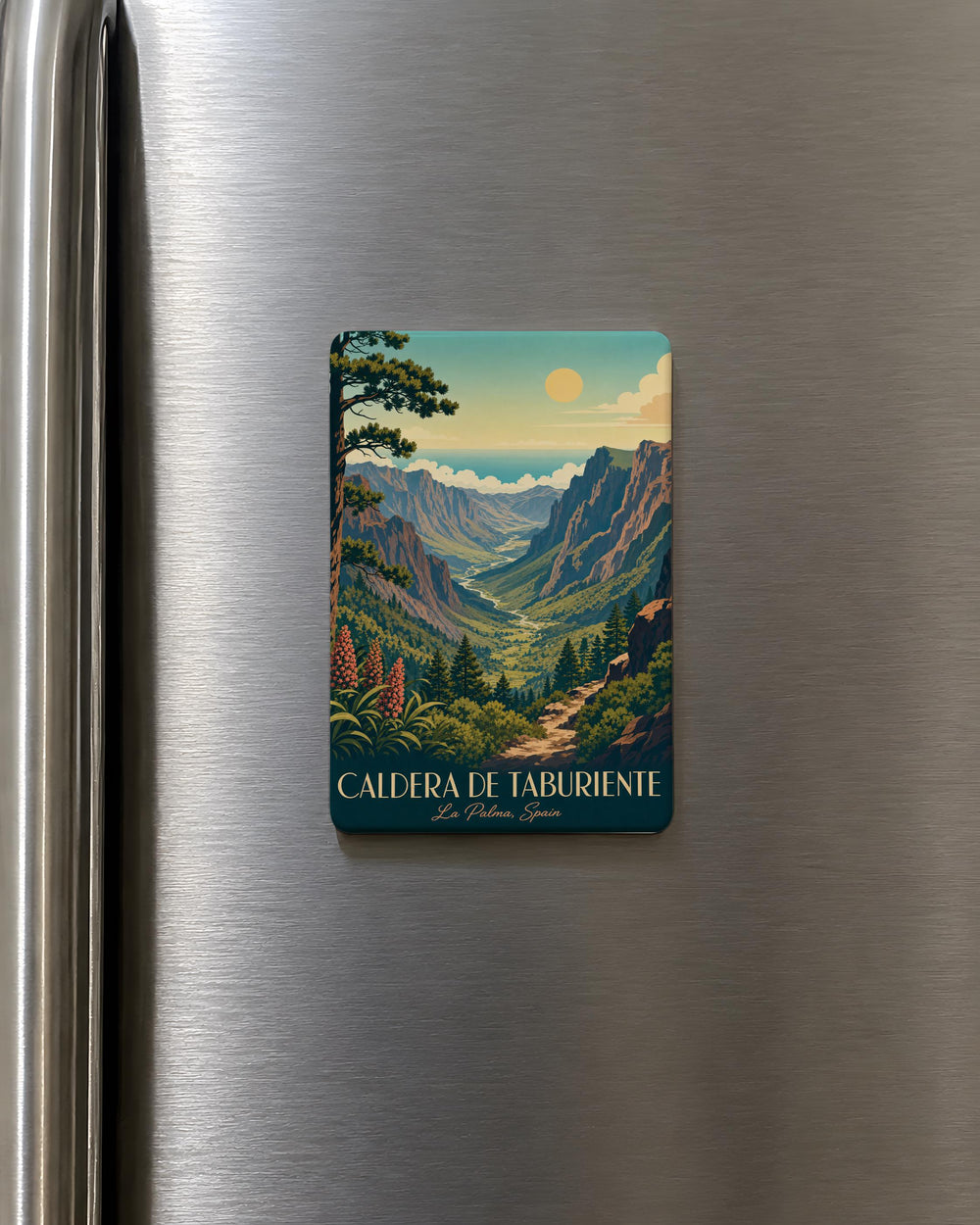 Caldera de Taburiente Fridge Magnet, La Palma Canary Islands Souvenir, Volcanic Crater National Park Travel Gift