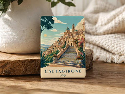 Caltagirone Italy Fridge Magnet, Sicily Travel Souvenir, Italian Town Landmark Keepsake, Caltagirone Gift for Italy Lovers