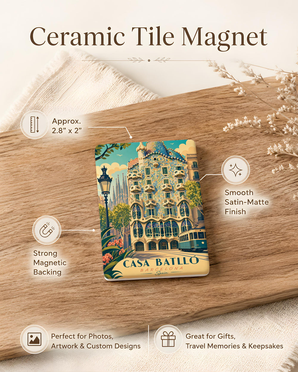 Casa Batlló Barcelona Fridge Magnet, Gaudí Architecture Souvenir Magnet, Spain Travel Landmark Kitchen Magnet