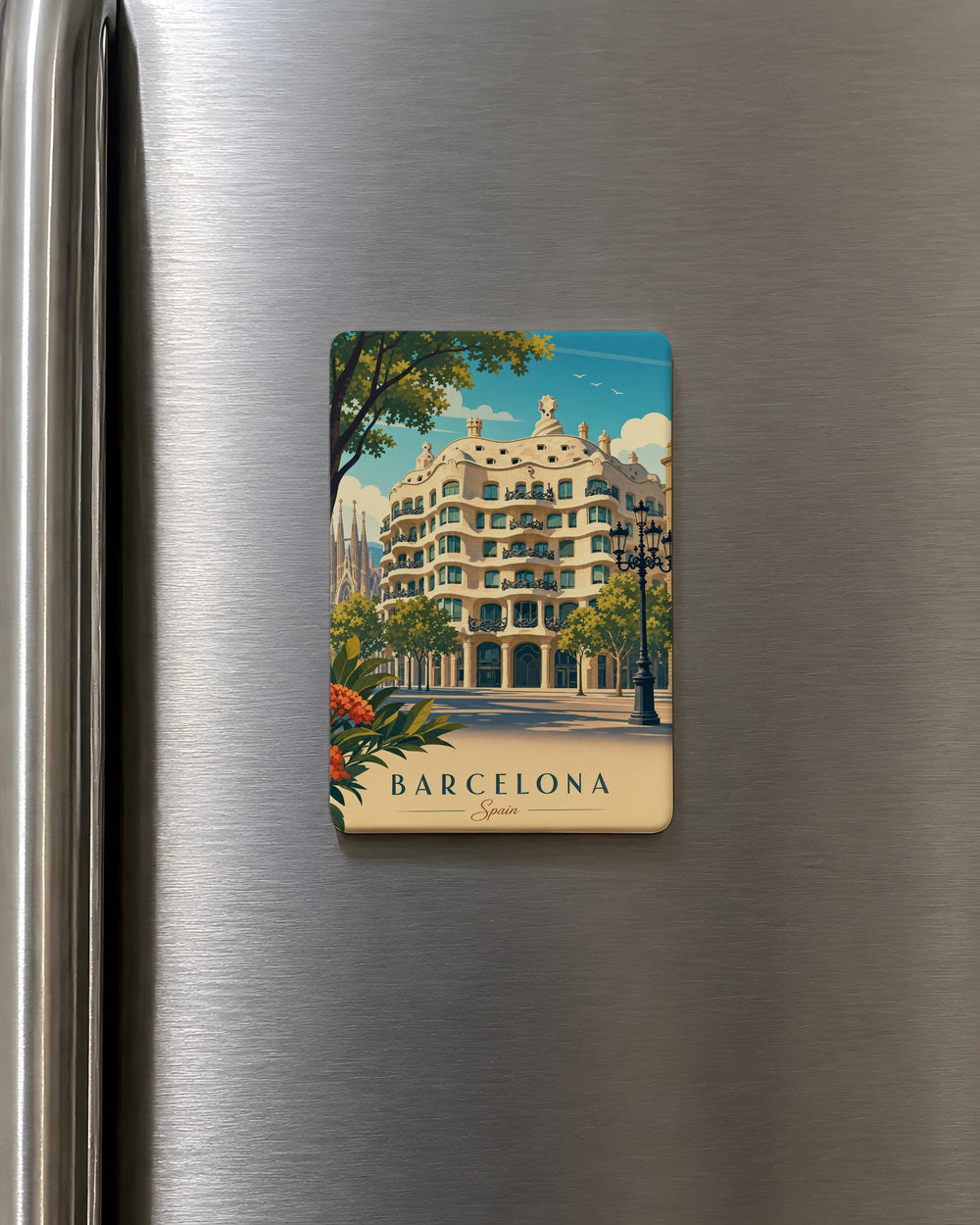 Casa Milà Fridge Magnet, Barcelona Landmark Souvenir Magnet, Gaudí Architecture Travel Keepsake Magnet