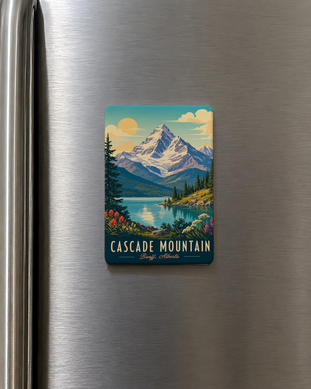 Cascade Mountain Fridge Magnet, Mountain Peak Landscape Souvenir, Hiking Adventure Nature Decor Magnet