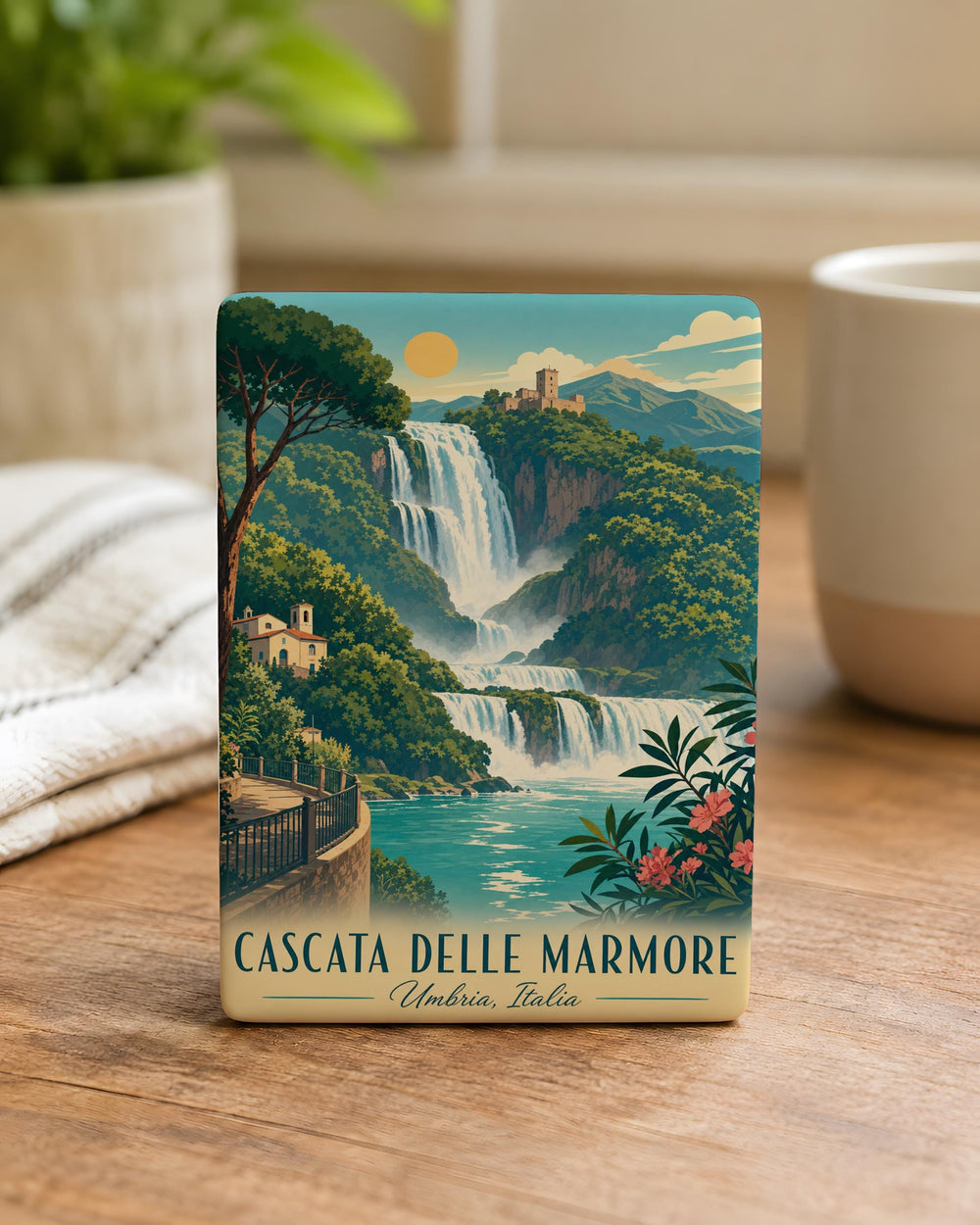 Cascata delle Marmore Waterfall Fridge Magnet, Marmore Falls Italy Travel Souvenir Magnet, Terni Umbria Landmark Magnet