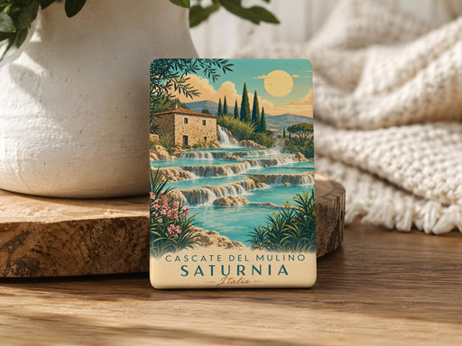 Cascate del Mulino Saturnia Fridge Magnet, Tuscany Italy Hot Springs Waterfall Souvenir Magnet, Thermal Pools Travel Gift
