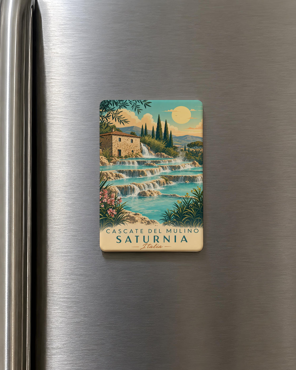 Cascate del Mulino Saturnia Fridge Magnet, Tuscany Italy Hot Springs Waterfall Souvenir Magnet, Thermal Pools Travel Gift