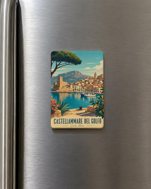 Castellammare del Golfo Fridge Magnet, Sicily Italy Travel Souvenir, Coastal Harbor Town Landmark Magnet, Italian Vacation Gift
