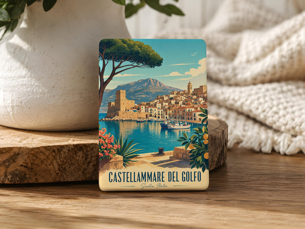 Castellammare del Golfo Fridge Magnet, Sicily Italy Travel Souvenir, Coastal Harbor Town Landmark Magnet, Italian Vacation Gift