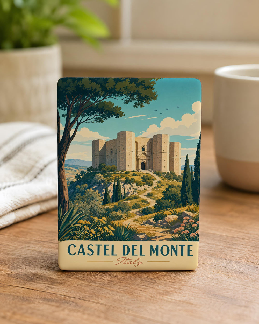 Castel del Monte Italy Fridge Magnet, Apulia Landmark Travel Souvenir Magnet, Historic Castle Keepsake Refrigerator Magnet